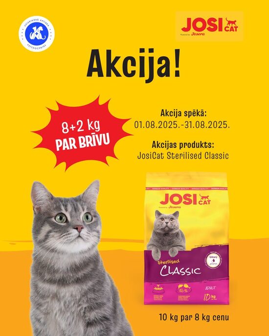 Josera JosiCat Sterilised Classic 8 kg + 2 kg